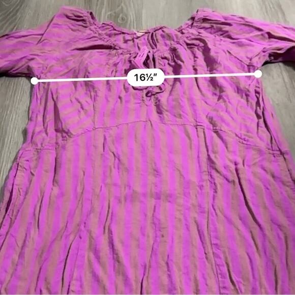 Free People Folk Town Linen‎ Blend Purple & Tan Striped Mini Dress Size S - Picture 8 of 9